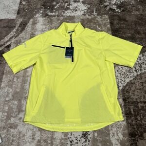 Callaway Golf Mens XL Yellow Windbreaker Weather Series 1/4 Zip Short Sleeve